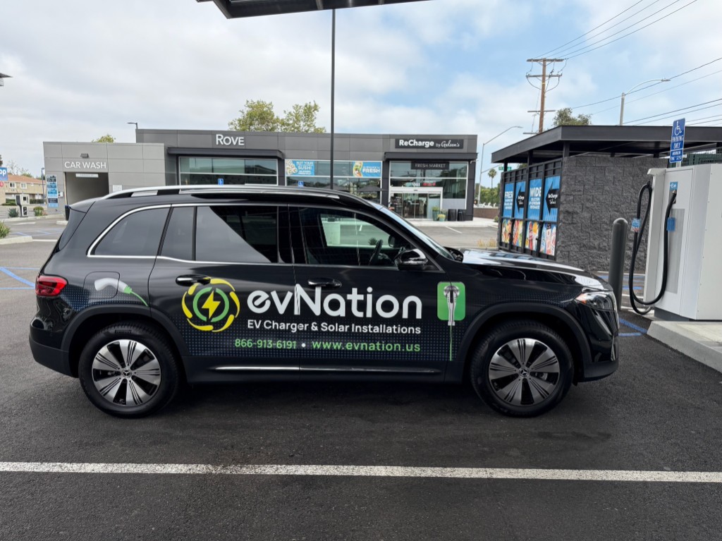 evNation branded vehicle at a Rove ReCharge by Gelson charging location